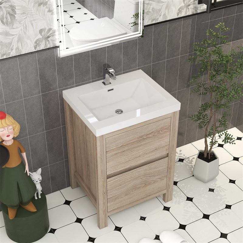 Louis 24" Freestanding Bathroom Vanity with Reinforced Acrylic Integrated Sink Top