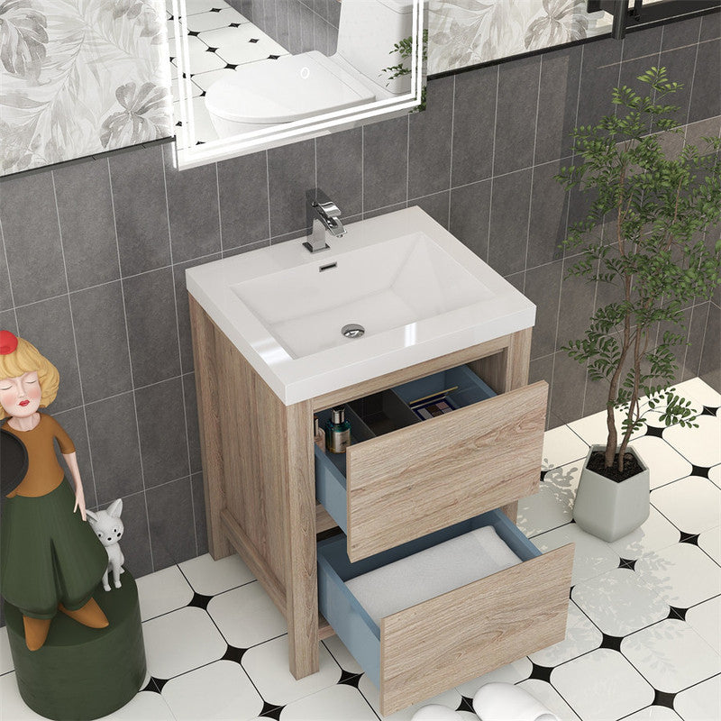 Louis 24" Freestanding Bathroom Vanity with Reinforced Acrylic Integrated Sink Top