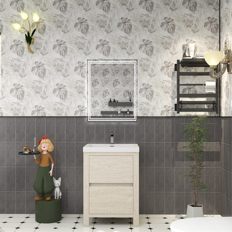 Louis 24" Freestanding Bathroom Vanity with Reinforced Acrylic Integrated Sink Top