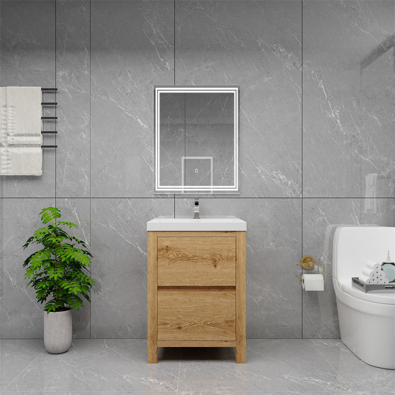 Louis 24" Freestanding Bathroom Vanity with Reinforced Acrylic Integrated Sink Top