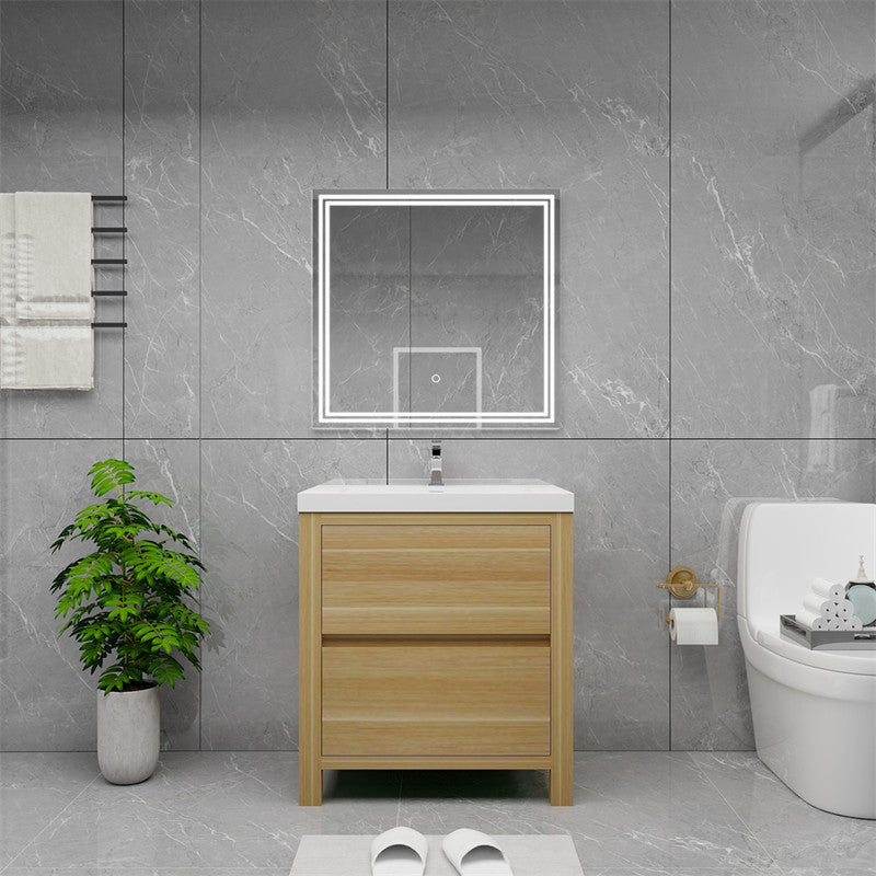 Louis 30" Freestanding Bathroom Vanity with Reinforced Acrylic Integrated Sink Top