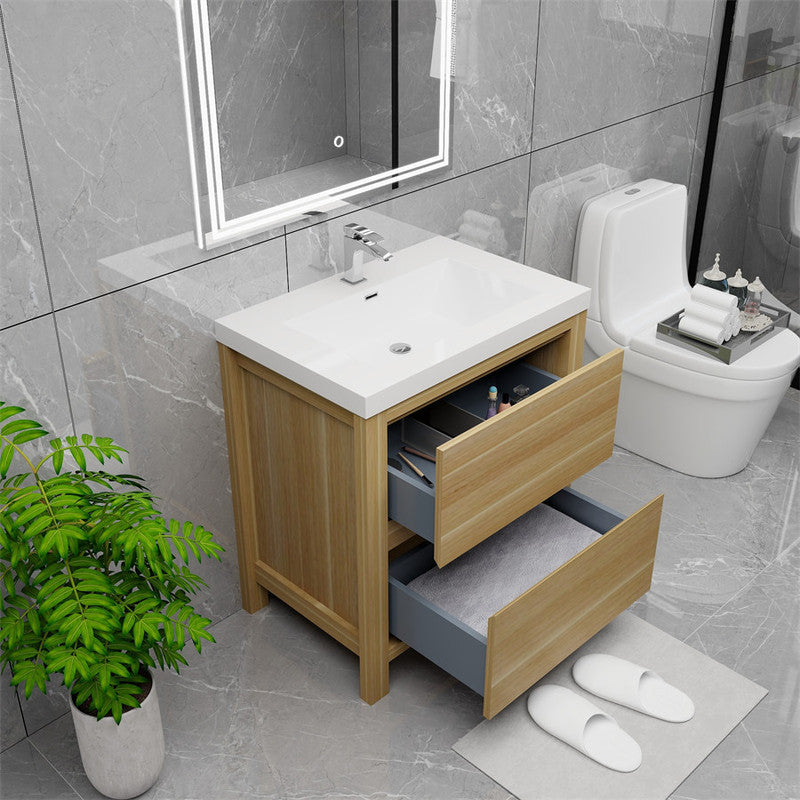 Louis 30" Freestanding Bathroom Vanity with Reinforced Acrylic Integrated Sink Top