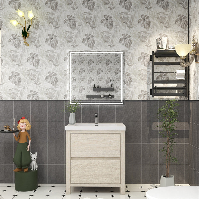 Louis 30" Freestanding Bathroom Vanity with Reinforced Acrylic Integrated Sink Top