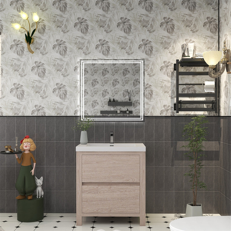 Louis 30" Freestanding Bathroom Vanity with Reinforced Acrylic Integrated Sink Top