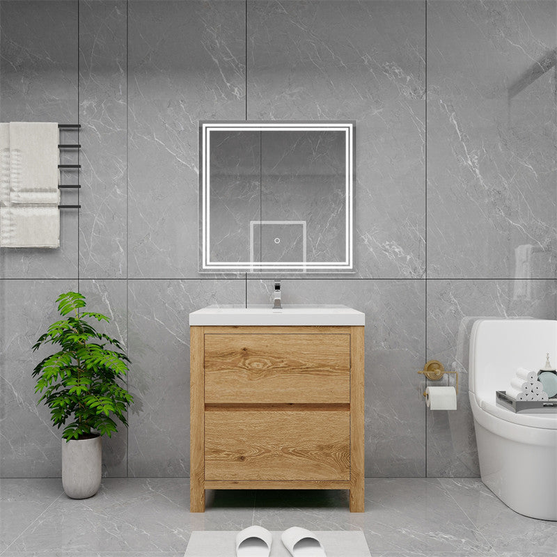 Louis 30" Freestanding Bathroom Vanity with Reinforced Acrylic Integrated Sink Top
