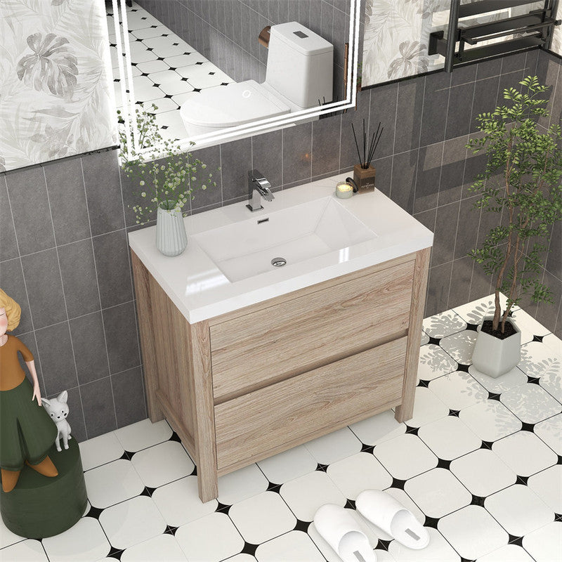 Louis 36" Freestanding Bathroom Vanity with Reinforced Acrylic Integrated Sink Top