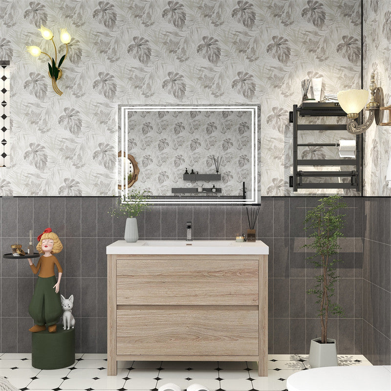 Louis 42" Freestanding Bathroom Vanity with Reinforced Acrylic Integrated Sink Top
