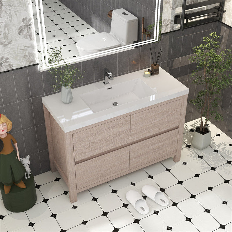 Louis 48" Freestanding Bathroom Vanity with Reinforced Acrylic Integrated Sink Top