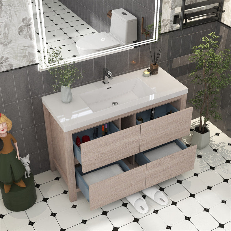 Louis 48" Freestanding Bathroom Vanity with Reinforced Acrylic Integrated Sink Top