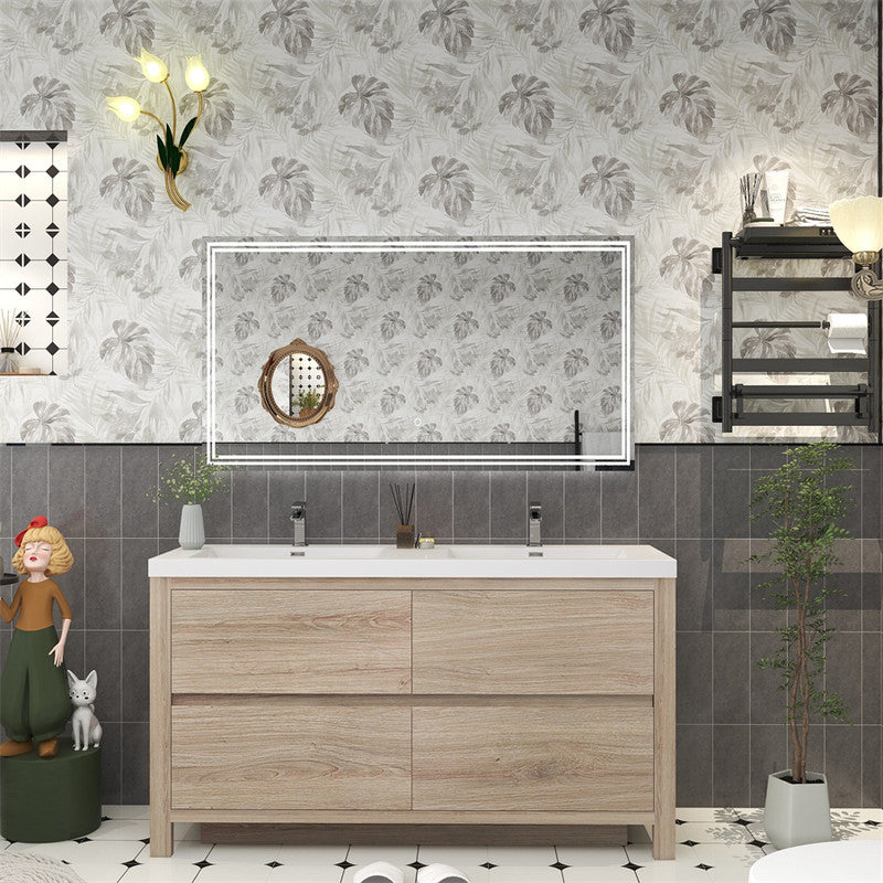 Louis 60" Freestanding Bathroom Vanity with Reinforced Acrylic Integrated Sink Top