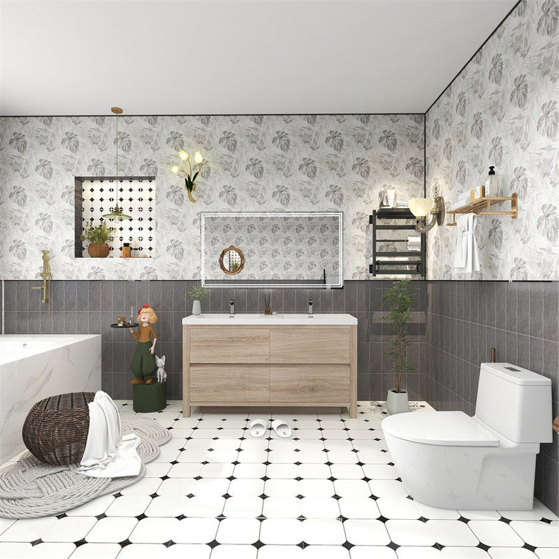 Louis 60" Freestanding Bathroom Vanity with Reinforced Acrylic Integrated Sink Top