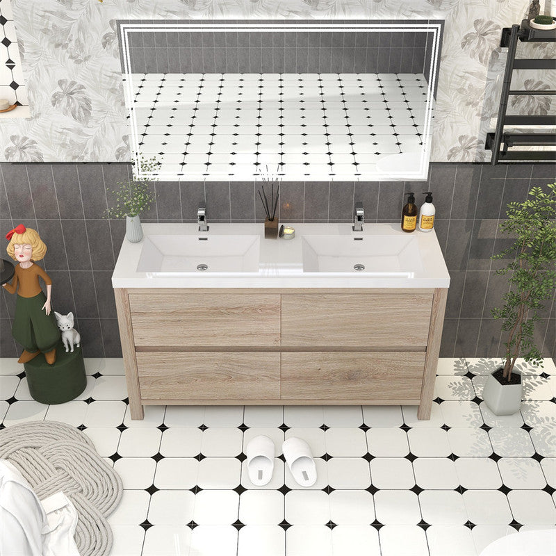 Louis 60" Freestanding Bathroom Vanity with Reinforced Acrylic Integrated Sink Top