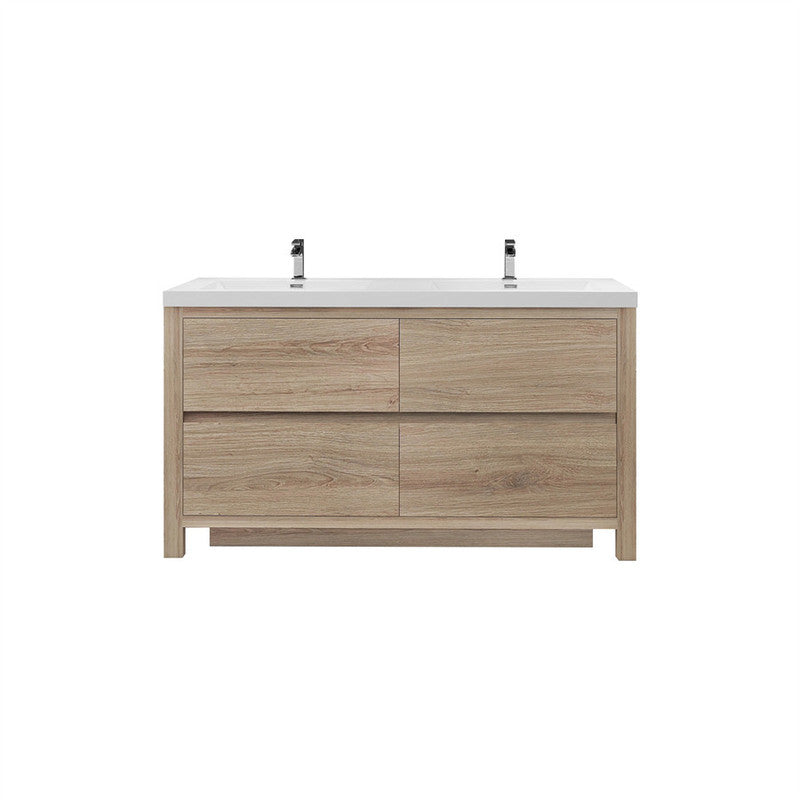 Louis 60" Freestanding Bathroom Vanity with Reinforced Acrylic Integrated Sink Top