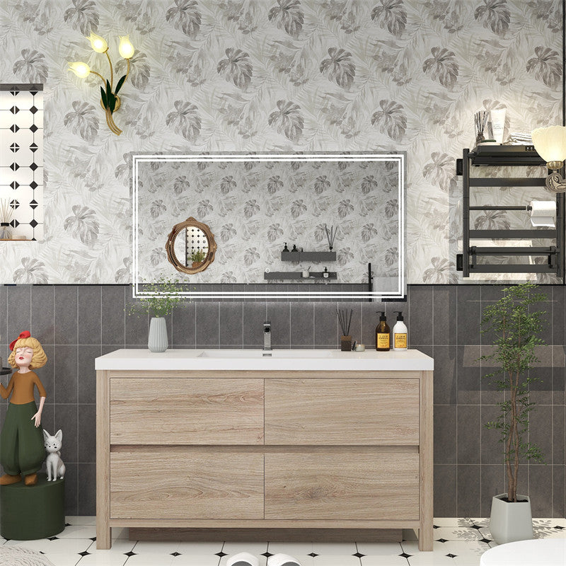Louis 60" Freestanding Bathroom Vanity with Reinforced Acrylic Integrated Sink Top