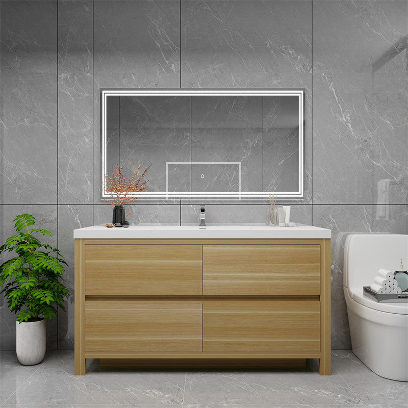 Louis 60" Freestanding Bathroom Vanity with Reinforced Acrylic Integrated Sink Top