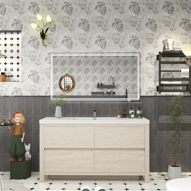 Louis 60" Freestanding Bathroom Vanity with Reinforced Acrylic Integrated Sink Top