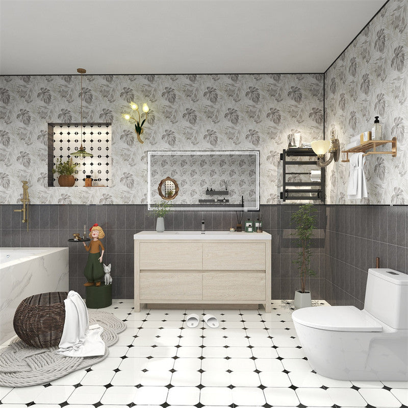 Louis 60" Freestanding Bathroom Vanity with Reinforced Acrylic Integrated Sink Top