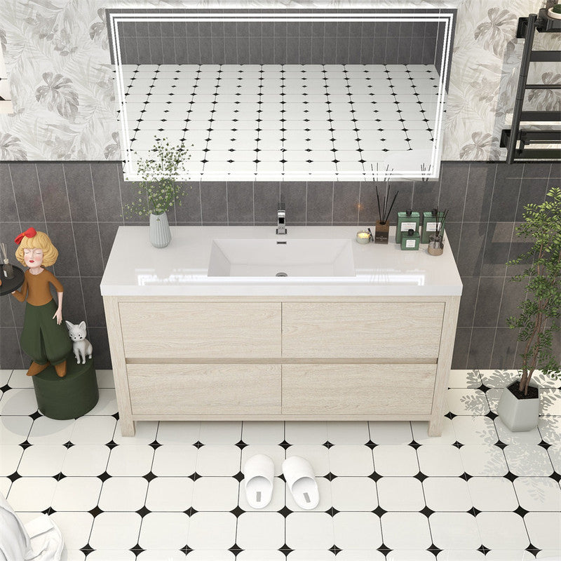 Louis 60" Freestanding Bathroom Vanity with Reinforced Acrylic Integrated Sink Top
