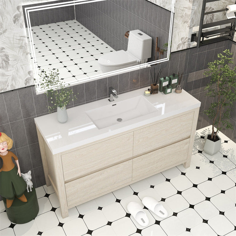 Louis 60" Freestanding Bathroom Vanity with Reinforced Acrylic Integrated Sink Top