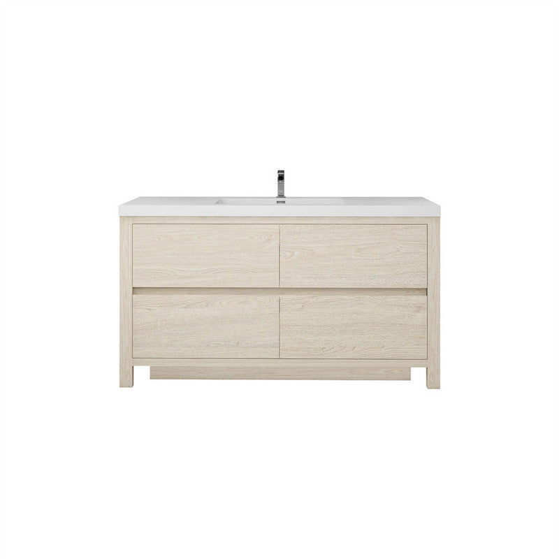 Louis 60" Freestanding Bathroom Vanity with Reinforced Acrylic Integrated Sink Top