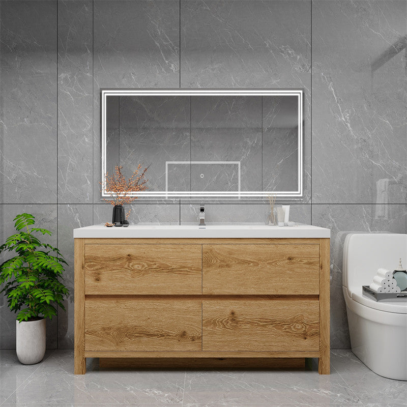 Louis 60" Freestanding Bathroom Vanity with Reinforced Acrylic Integrated Sink Top