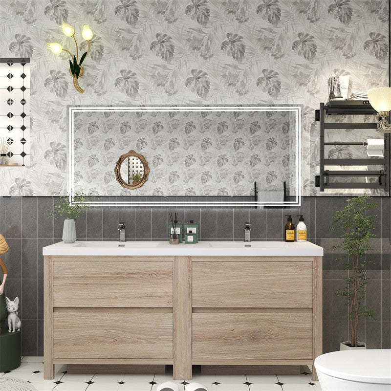 Louis 72" Freestanding Bathroom Vanity with Reinforced Acrylic Integrated Sink Top