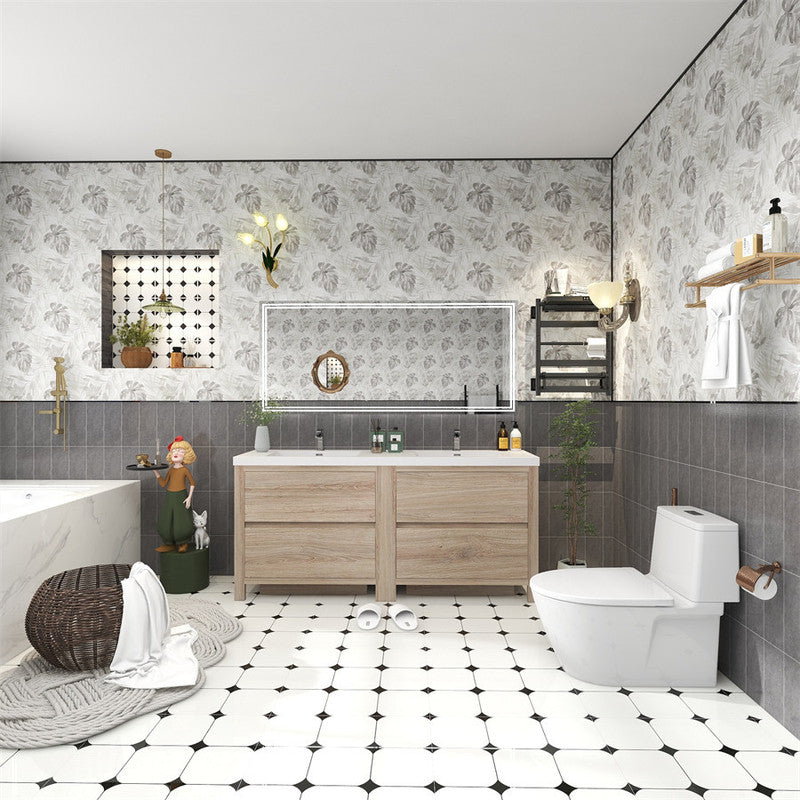 Louis 72" Freestanding Bathroom Vanity with Reinforced Acrylic Integrated Sink Top