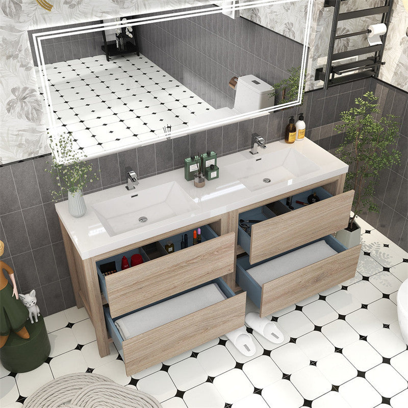 Louis 72" Freestanding Bathroom Vanity with Reinforced Acrylic Integrated Sink Top