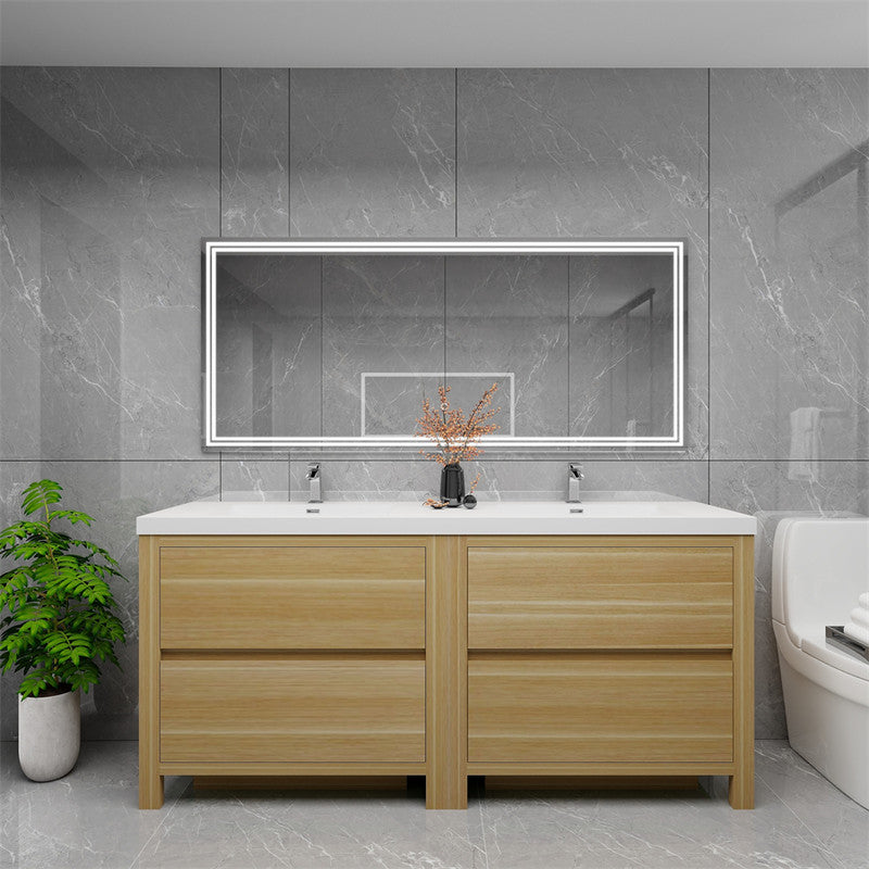 Louis 72" Freestanding Bathroom Vanity with Reinforced Acrylic Integrated Sink Top