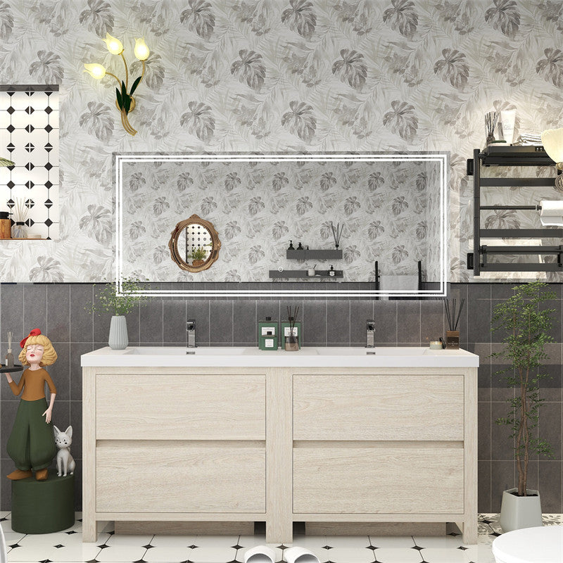Louis 72" Freestanding Bathroom Vanity with Reinforced Acrylic Integrated Sink Top