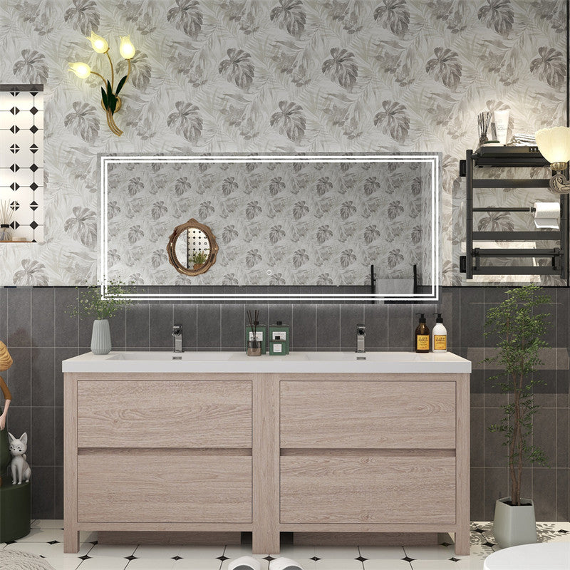 Louis 72" Freestanding Bathroom Vanity with Reinforced Acrylic Integrated Sink Top