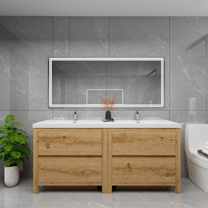 Louis 72" Freestanding Bathroom Vanity with Reinforced Acrylic Integrated Sink Top