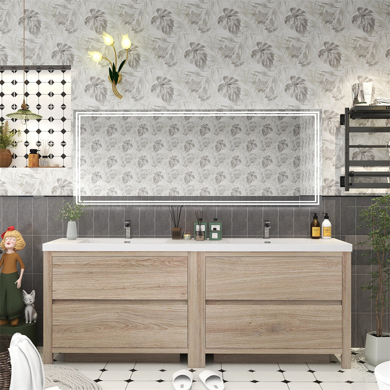 Louis 84" Freestanding Bathroom Vanity with Reinforced Acrylic Integrated Sink Top