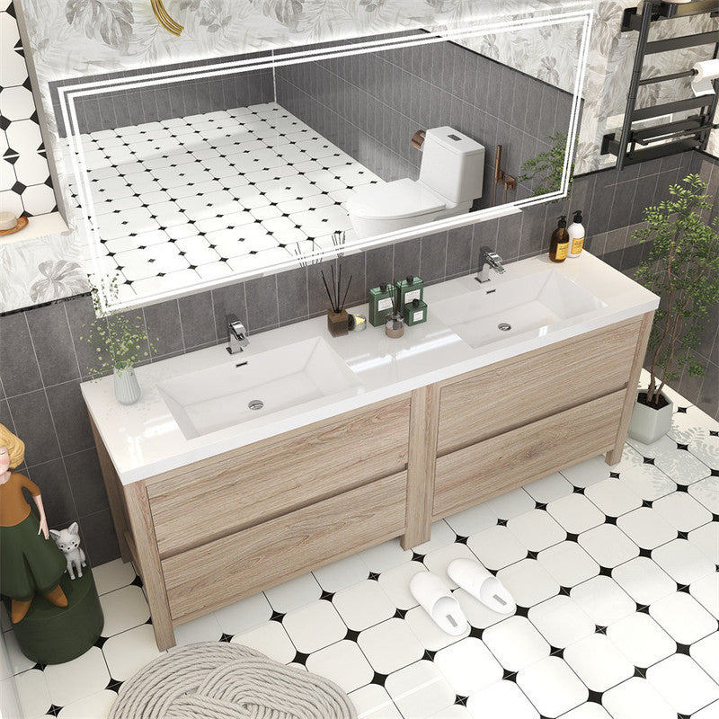 Louis 84" Freestanding Bathroom Vanity with Reinforced Acrylic Integrated Sink Top