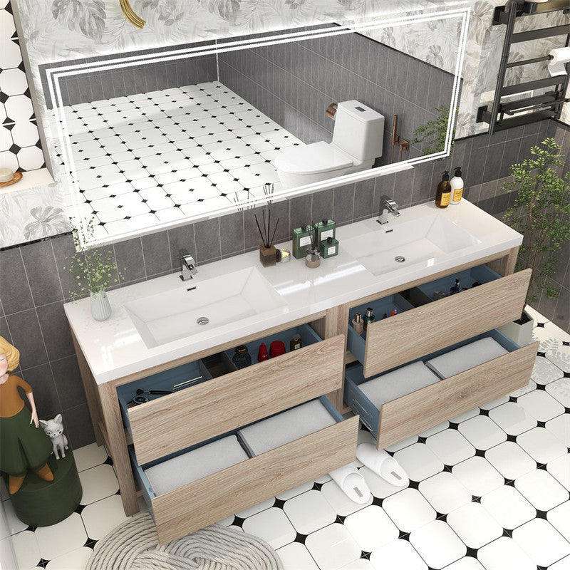 Louis 84" Freestanding Bathroom Vanity with Reinforced Acrylic Integrated Sink Top