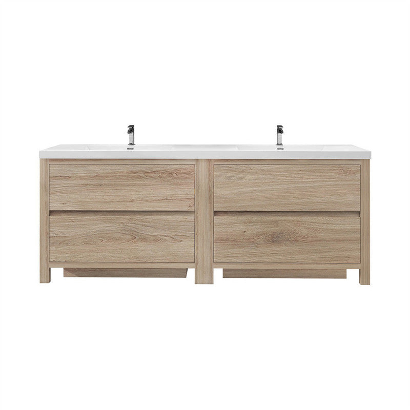 Louis 84" Freestanding Bathroom Vanity with Reinforced Acrylic Integrated Sink Top