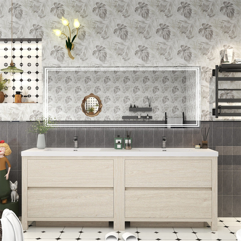 Louis 84" Freestanding Bathroom Vanity with Reinforced Acrylic Integrated Sink Top