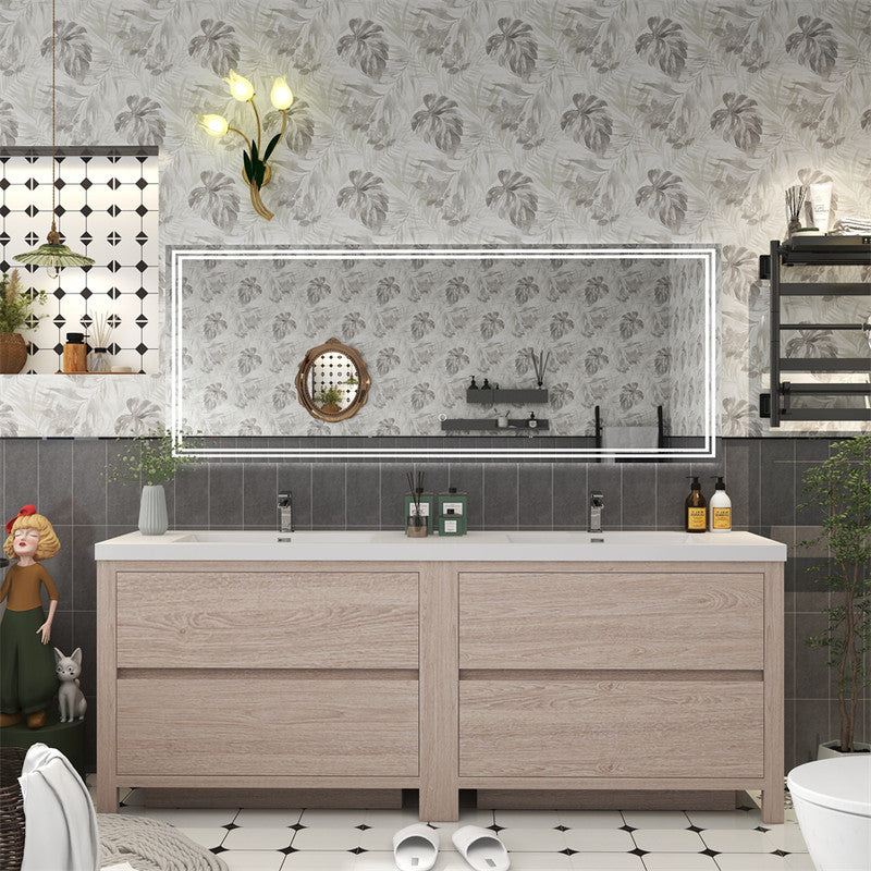 Louis 84" Freestanding Bathroom Vanity with Reinforced Acrylic Integrated Sink Top