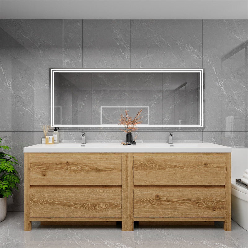 Louis 84" Freestanding Bathroom Vanity with Reinforced Acrylic Integrated Sink Top
