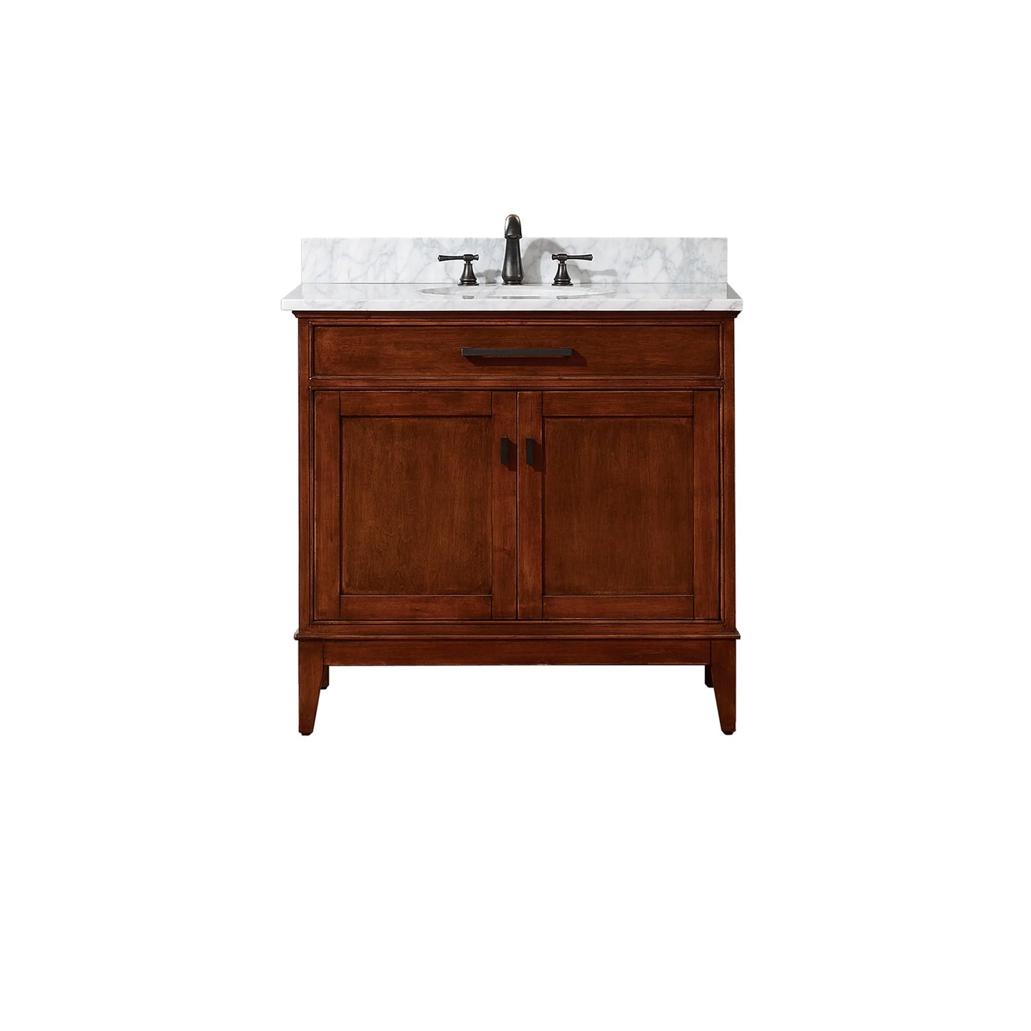 Madison 36" Freestanding Bathroom Vanity with Carrara White Natural Marble Top and Vitreous China Undermount Sink