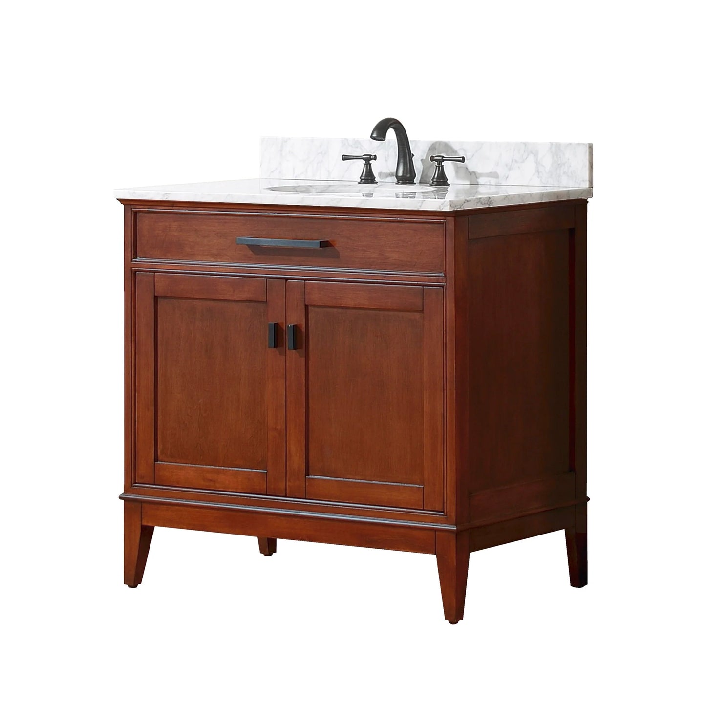 Madison 36" Freestanding Bathroom Vanity with Carrara White Natural Marble Top and Vitreous China Undermount Sink