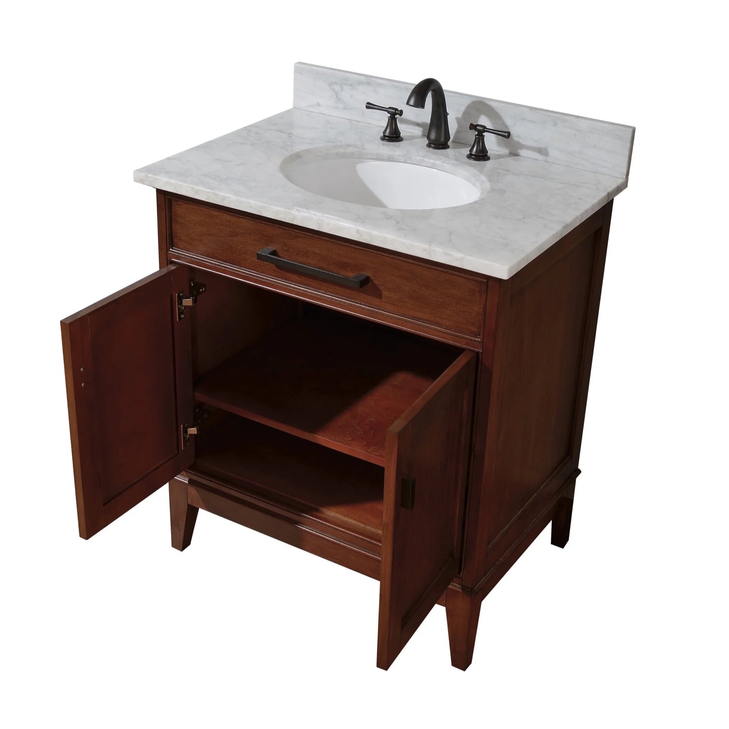 Madison 36" Freestanding Bathroom Vanity with Carrara White Natural Marble Top and Vitreous China Undermount Sink