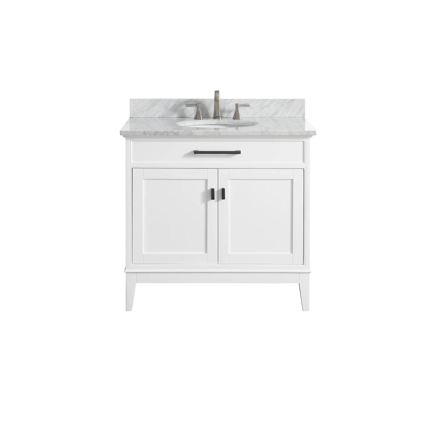 Madison 36" Freestanding Bathroom Vanity with Carrara White Natural Marble Top and Vitreous China Undermount Sink
