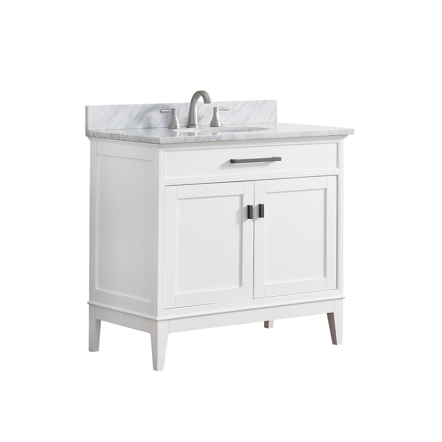 Madison 36" Freestanding Bathroom Vanity with Carrara White Natural Marble Top and Vitreous China Undermount Sink