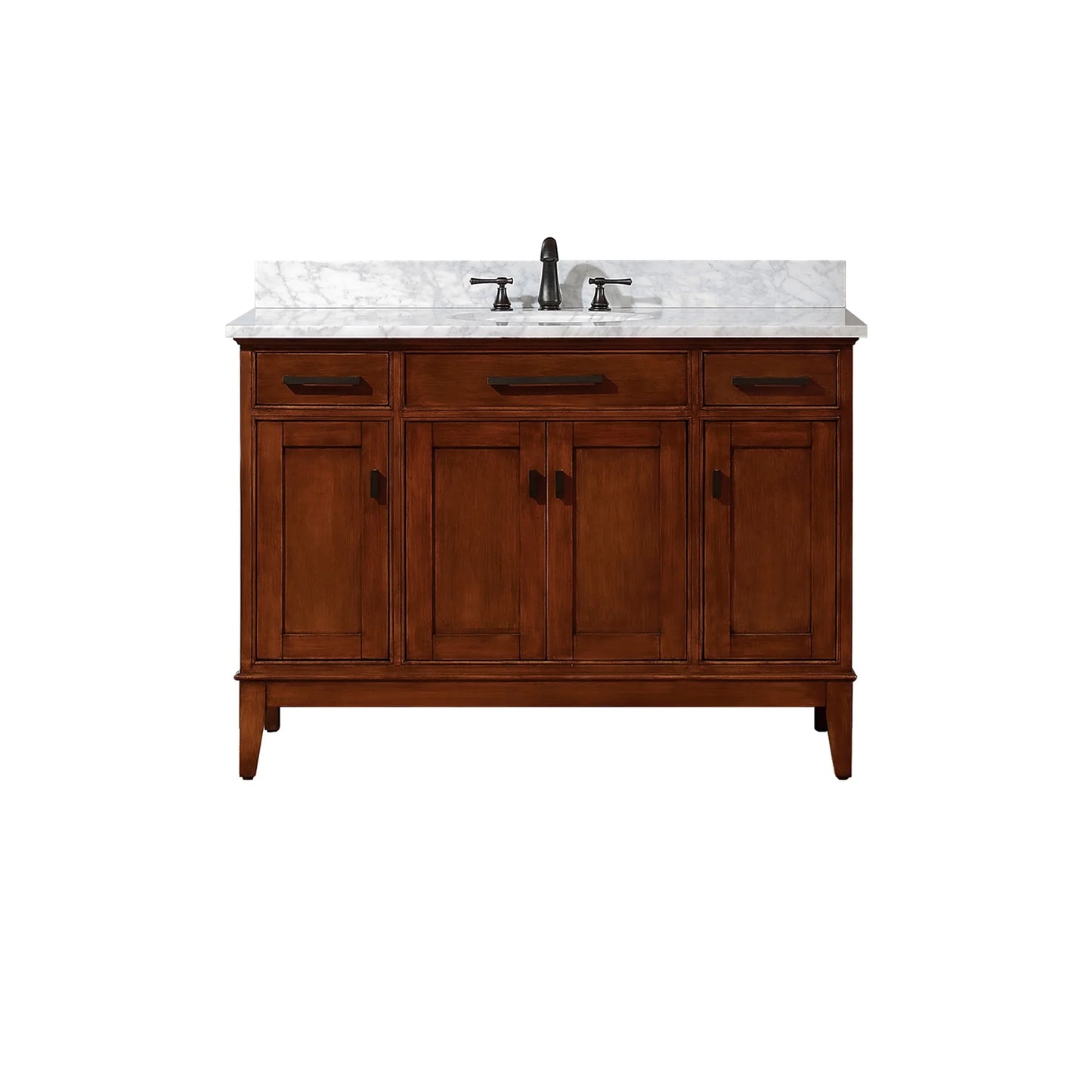 Madison 48" Freestanding Bathroom Vanity with Carrara White Natural Marble Top and Vitreous China Undermount Sink