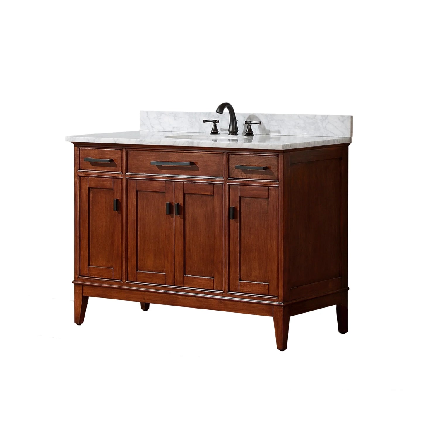 Madison 48" Freestanding Bathroom Vanity with Carrara White Natural Marble Top and Vitreous China Undermount Sink
