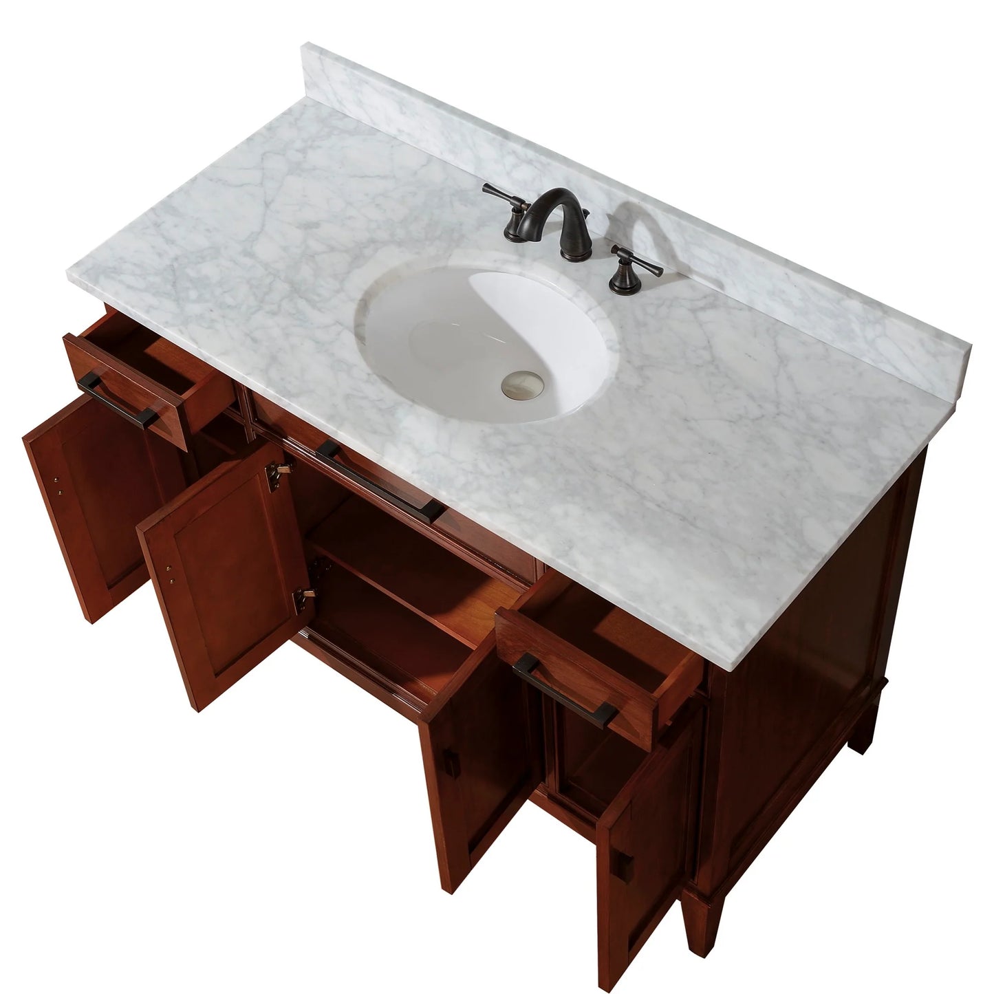 Madison 48" Freestanding Bathroom Vanity with Carrara White Natural Marble Top and Vitreous China Undermount Sink