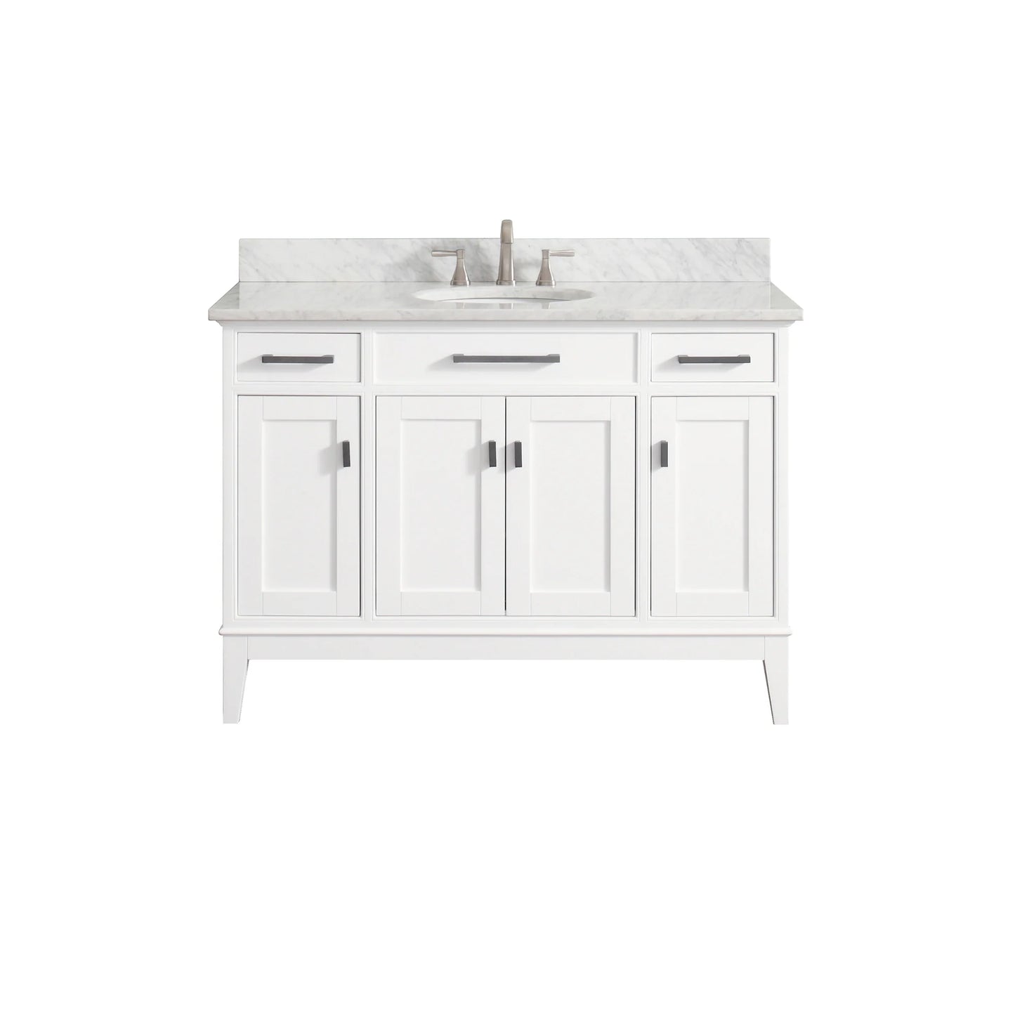 Madison 48" Freestanding Bathroom Vanity with Carrara White Natural Marble Top and Vitreous China Undermount Sink