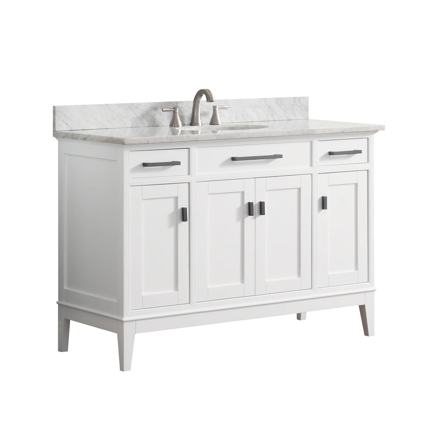 Madison 48" Freestanding Bathroom Vanity with Carrara White Natural Marble Top and Vitreous China Undermount Sink