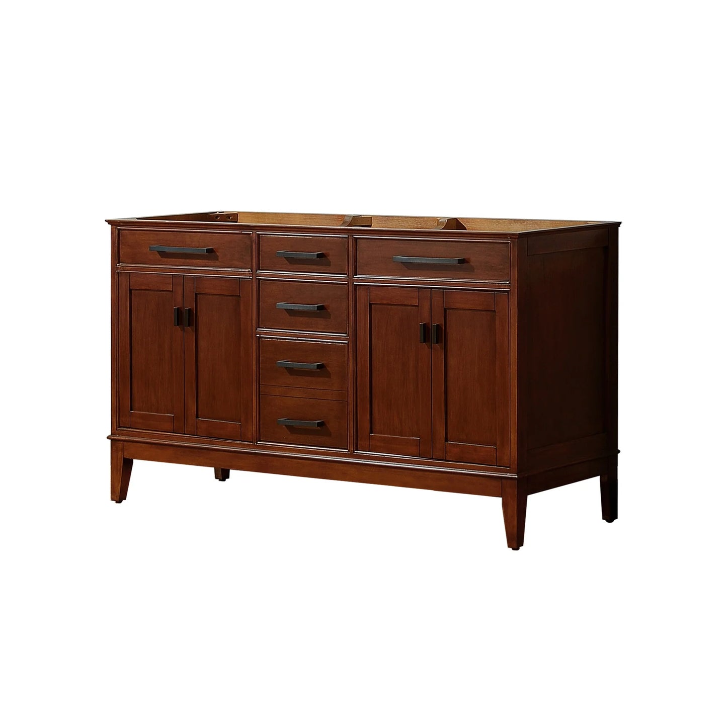 Madison 60" Freestanding Bathroom Vanity with Carrara White Natural Marble Top and Vitreous China Undermount Sinks